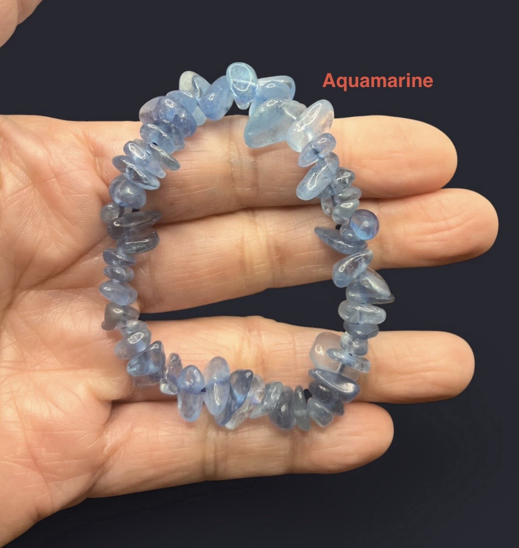 Aquamarine Genuine Chip Stones Stretchy Bracelet