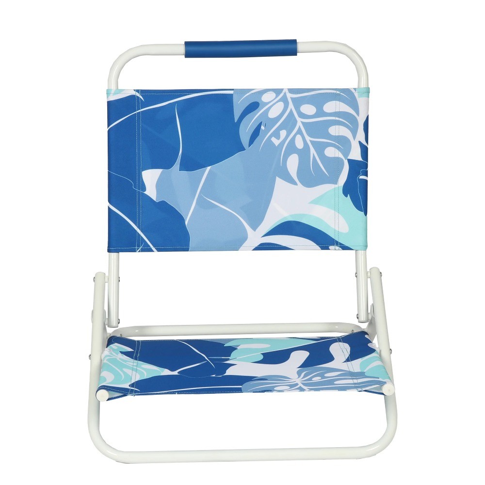 Portable Folding Beach Chair with Adjustable Sand Anchor and Palm Tree Shade