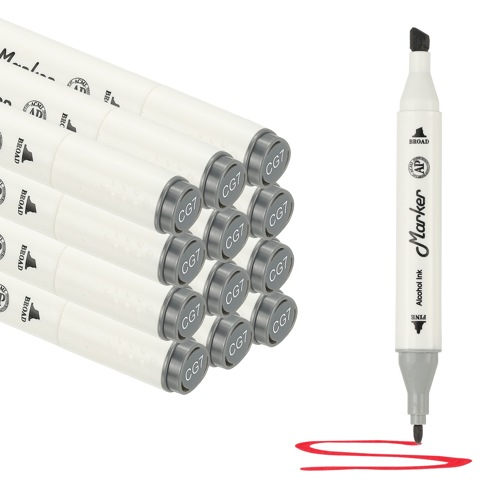 Dual Tip Alcohol Art Markers, 12 Pcs White Alcohol Markers Pen, Brown
