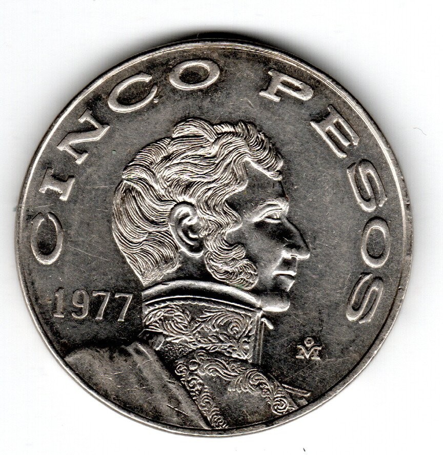 Mexican coin 5 pesos used in the 70' and 80'