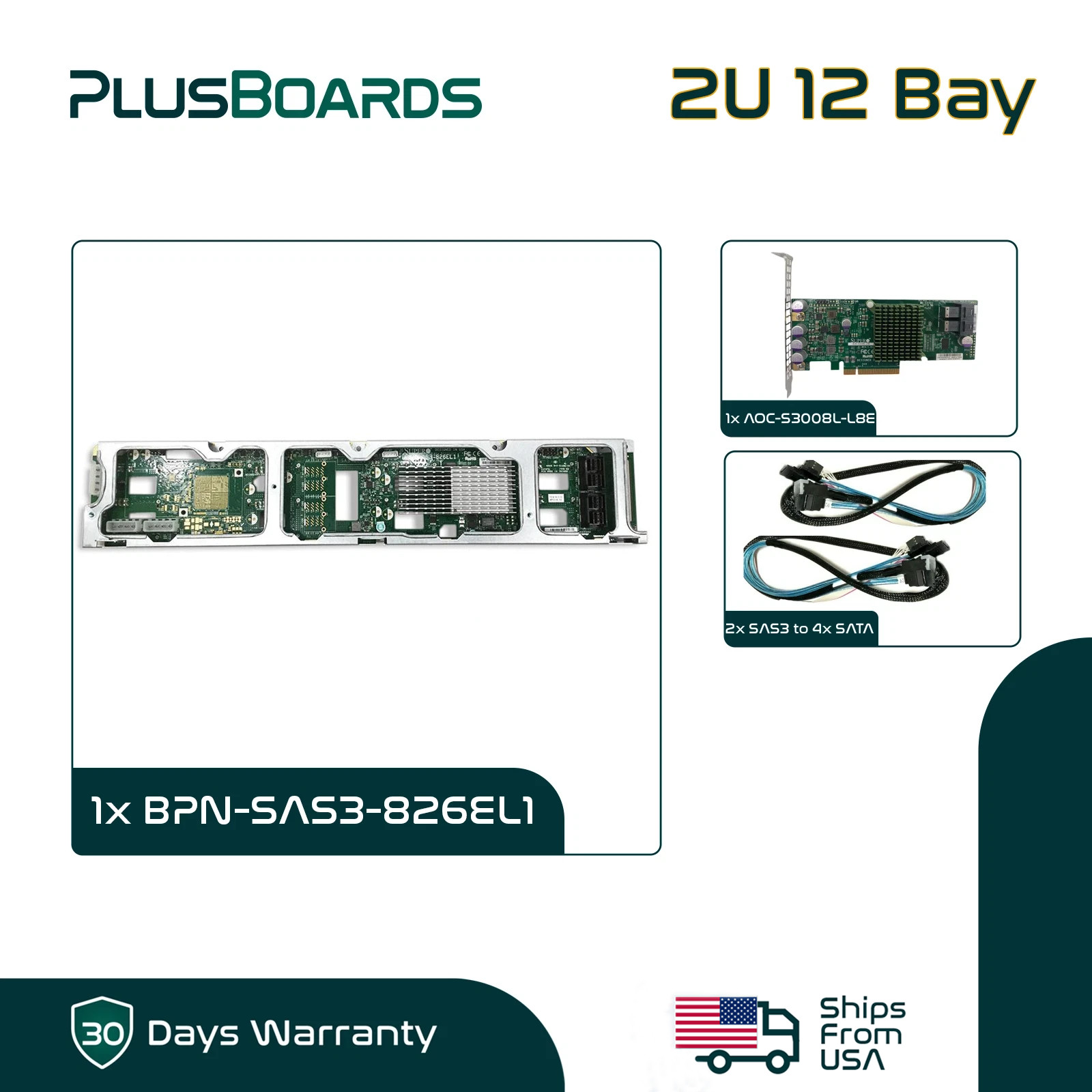 Supermicro 12 Bay 12Gbps 2U SAS 3 Expander Backplane w/ 8 Port 12Gbps RAID Card