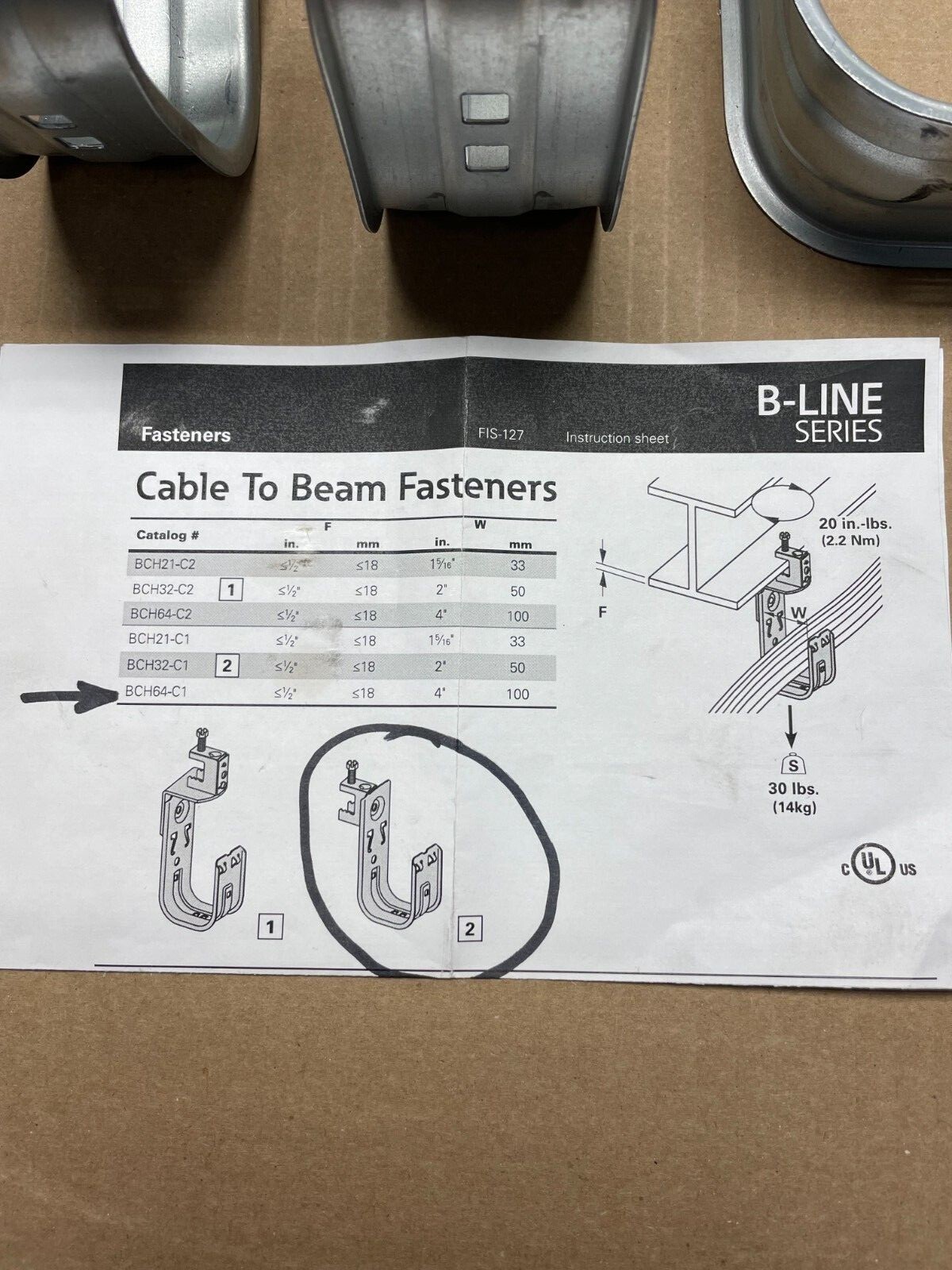 Cable Support "J "- HOOK #BCH64-C1-2 (SOLD EACH)
