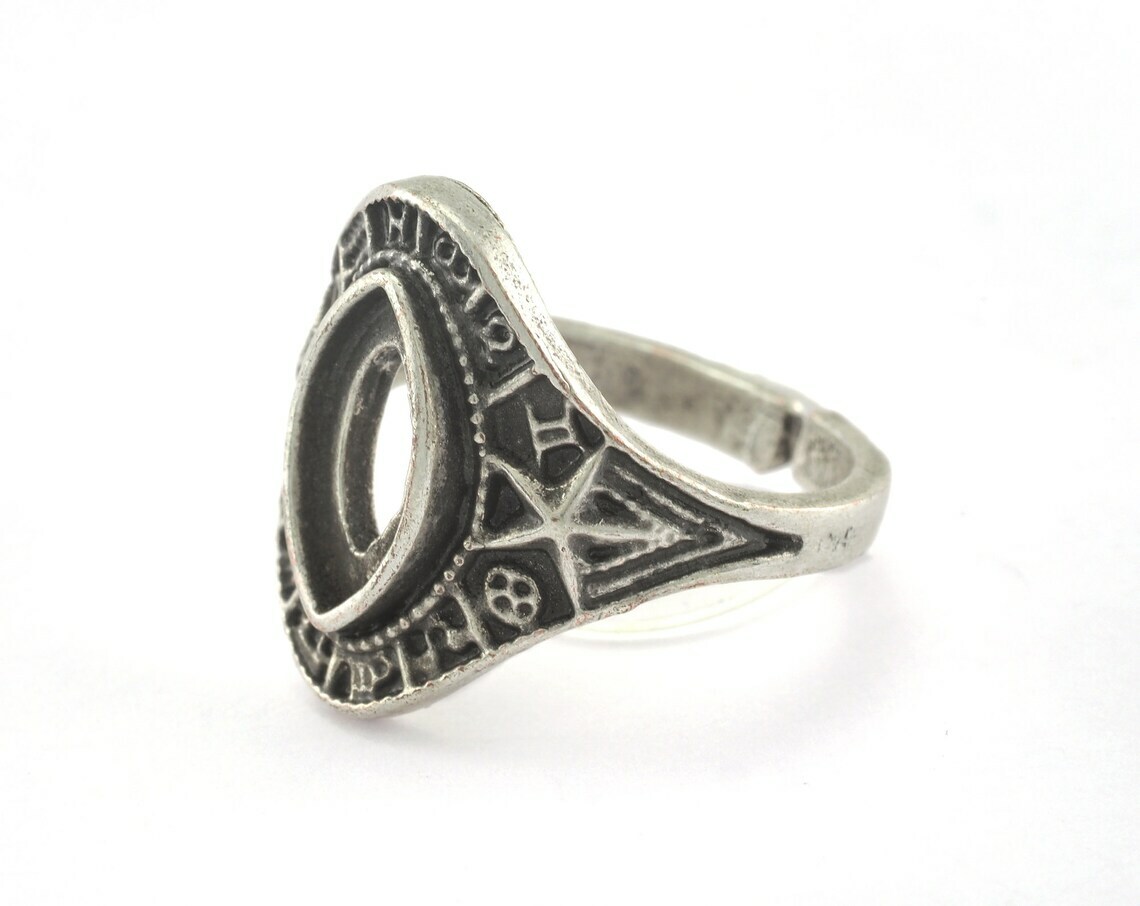 Ring Adjustable Ring Bezel ,Antique Silver Plated brass 18mm 8US inner size 2825