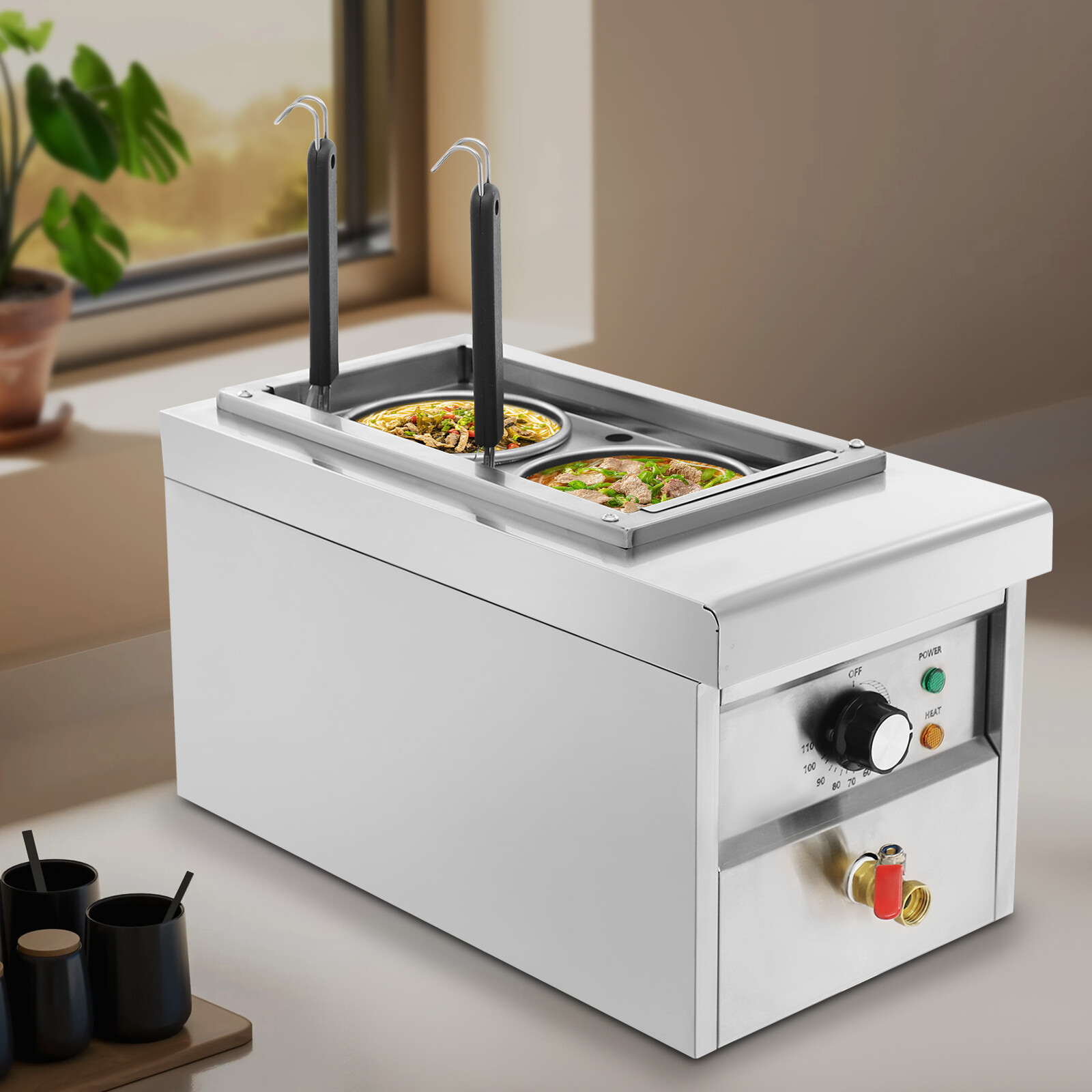 2 Holes Commercial Pasta Cooker Stainless Steel Electric Noodles Pasta Boiler