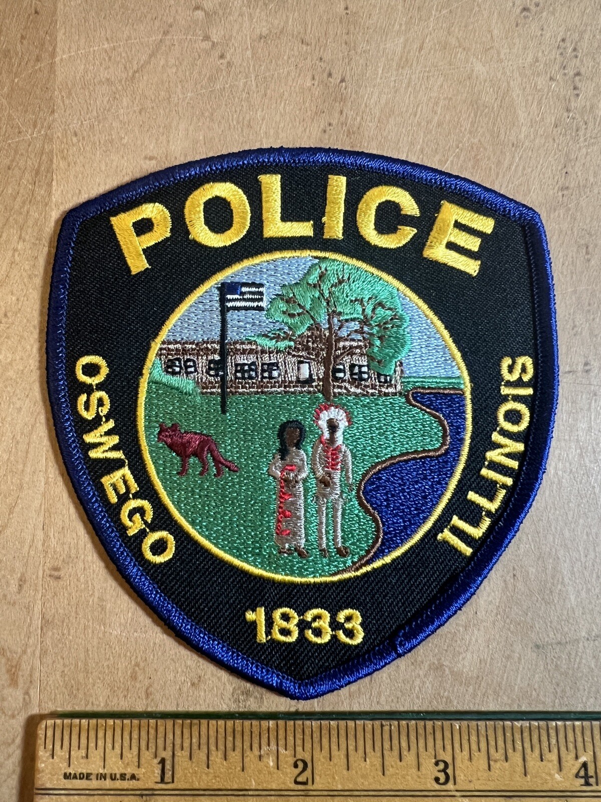 OSWEGO ILLINOIS IL Police Patch INDIAN NATIVE AMERICAN 1833