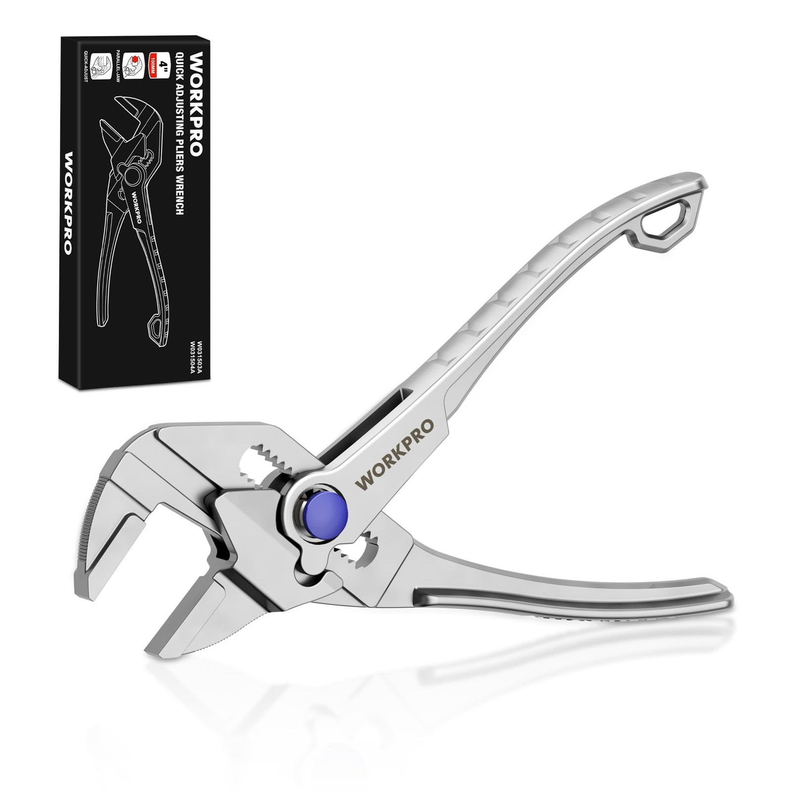 WORKPRO Mini Pliers Wrench, 4-Inch Smooth Jaw Plier, Adjustable Wrench Pliers