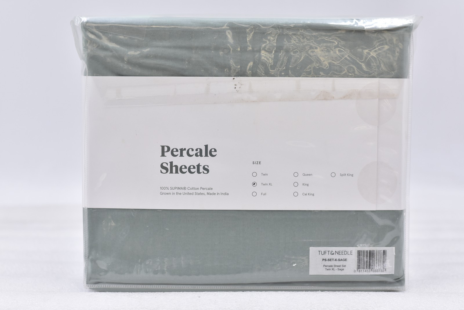 Tuft & Needle Percale Sheet Set in Sage, Twin XL 100% Supima Cotton