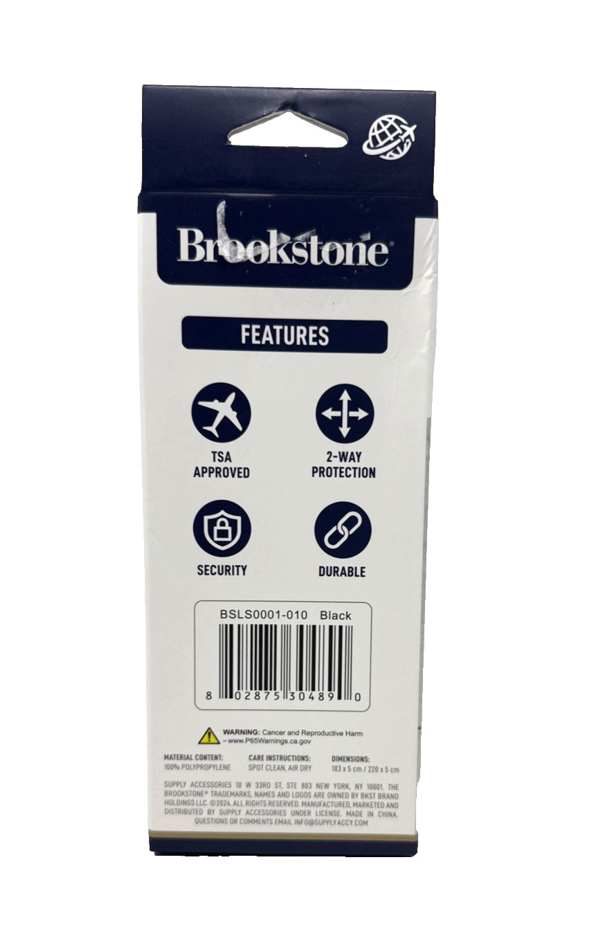 Brookstone TSA Approved Luggage Straps Combo Lock Adjustable Cross Strap Black