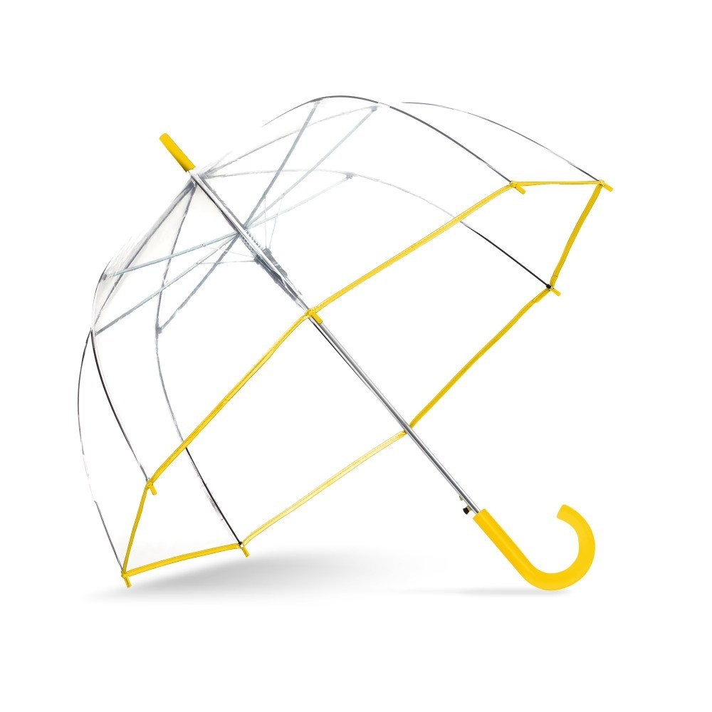 Auto Open Bubble Rain Umbrella with Clear Canopy in Sunny Yellow Design