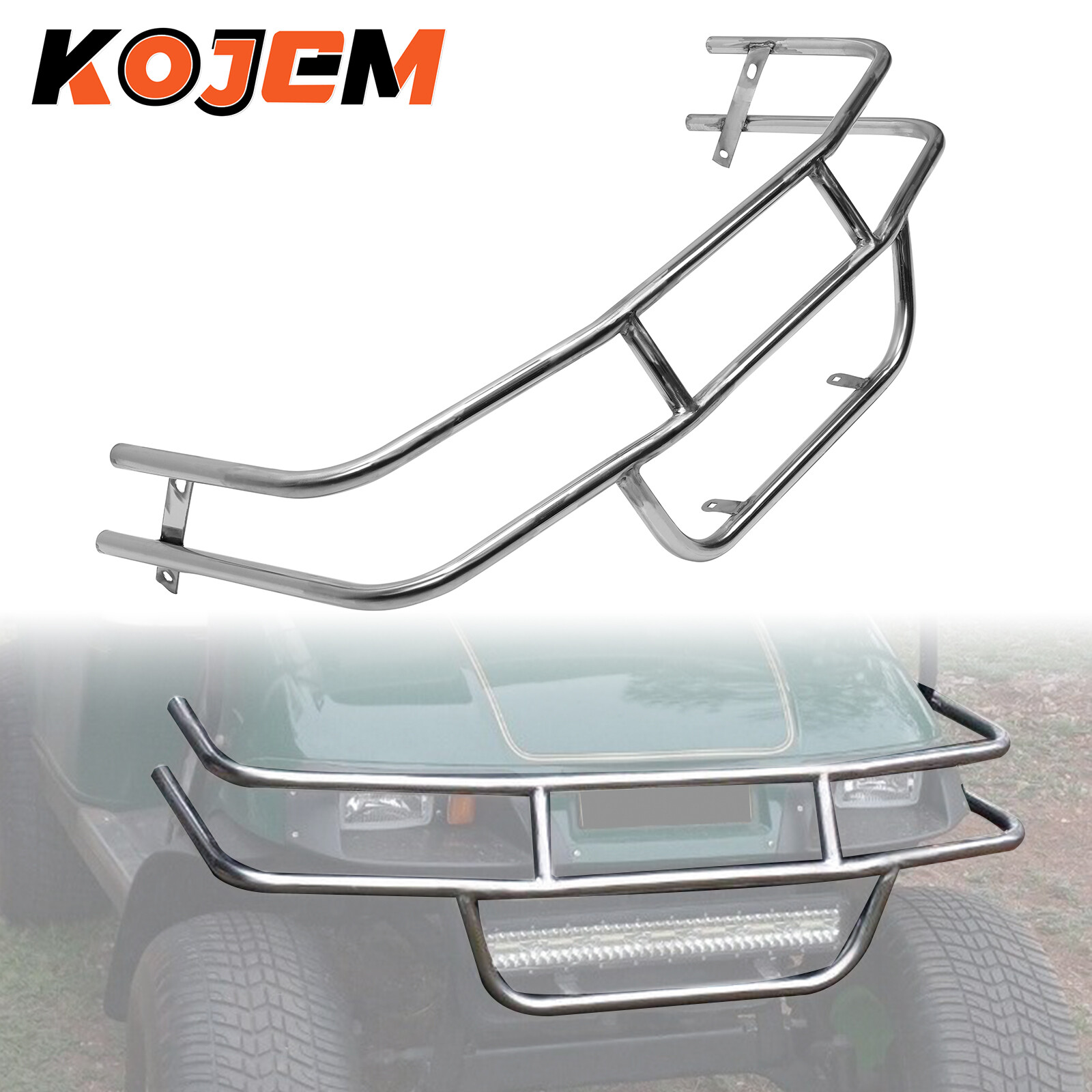 Silver Front Bumper Brush Guard For 1996-2013 Golf Cart EZGO TXT E-Z-GO Medalist