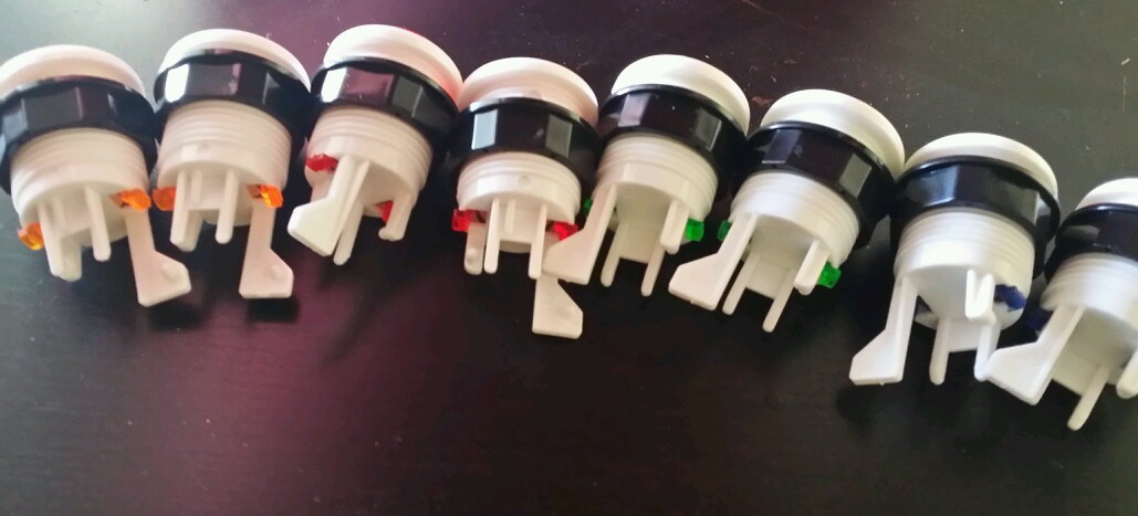 Arcade Push Button bicolor buttons 4 color LOT of 8 with micro switch