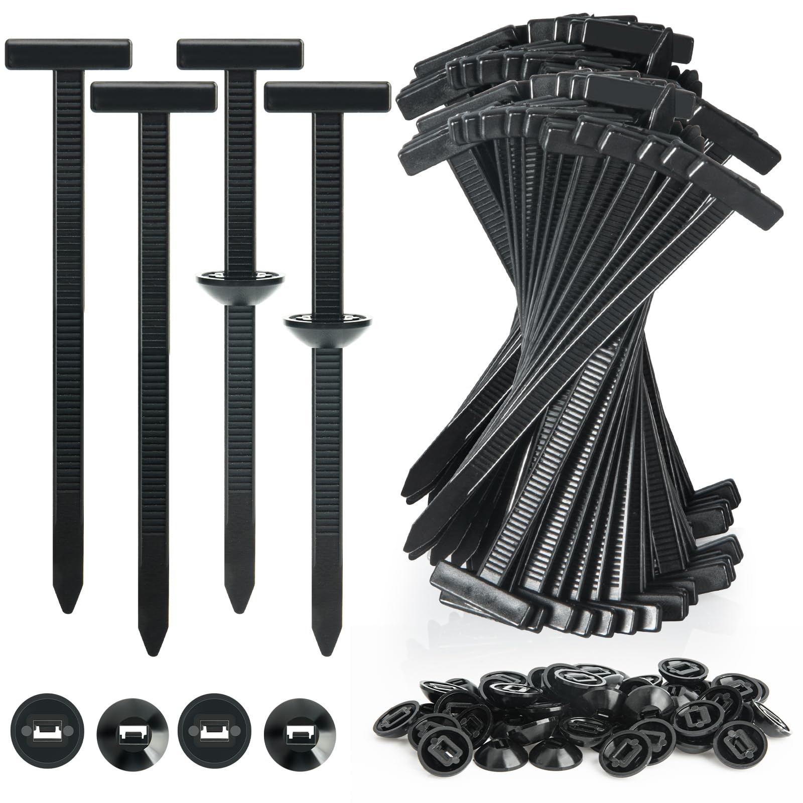 50PCS Universal Nylon Cable Tie Buckle Zip Tie, Self-Locking Push Pin Rivet F...
