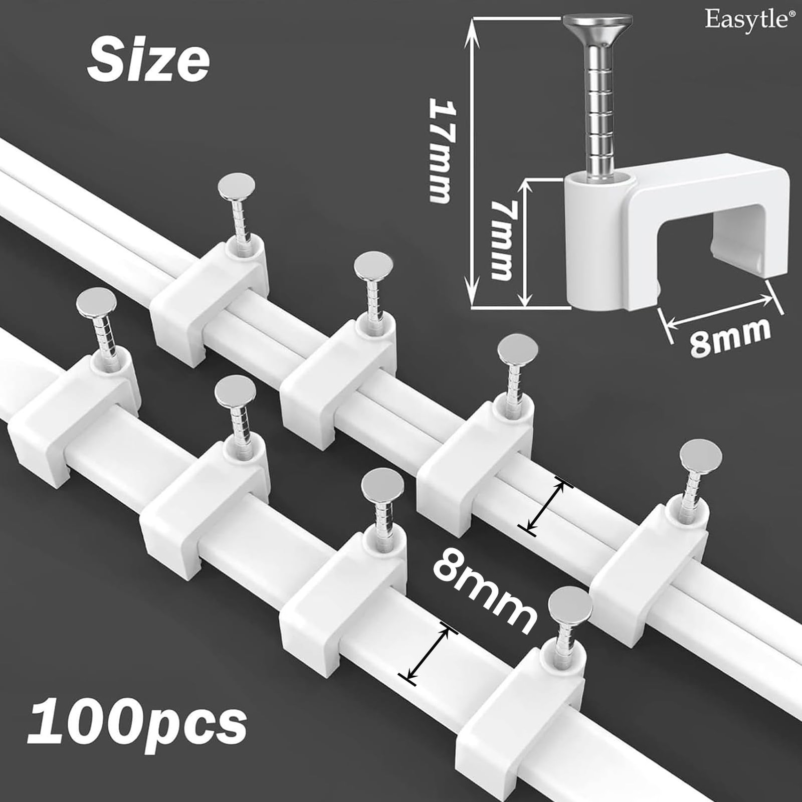 Cable Clips Nail in Cable Clips 100 Pcs 8mm Flat Ethernet Cable Wall Clips Cable