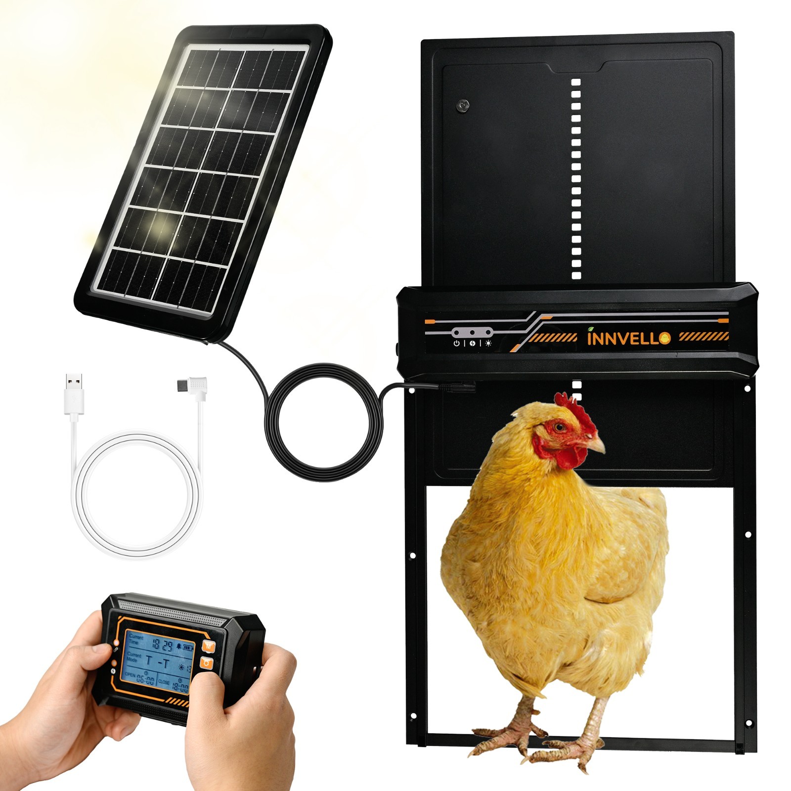 Automatic Chicken Coop Door Solar Powered with Remote Control Setup & LCD Screen