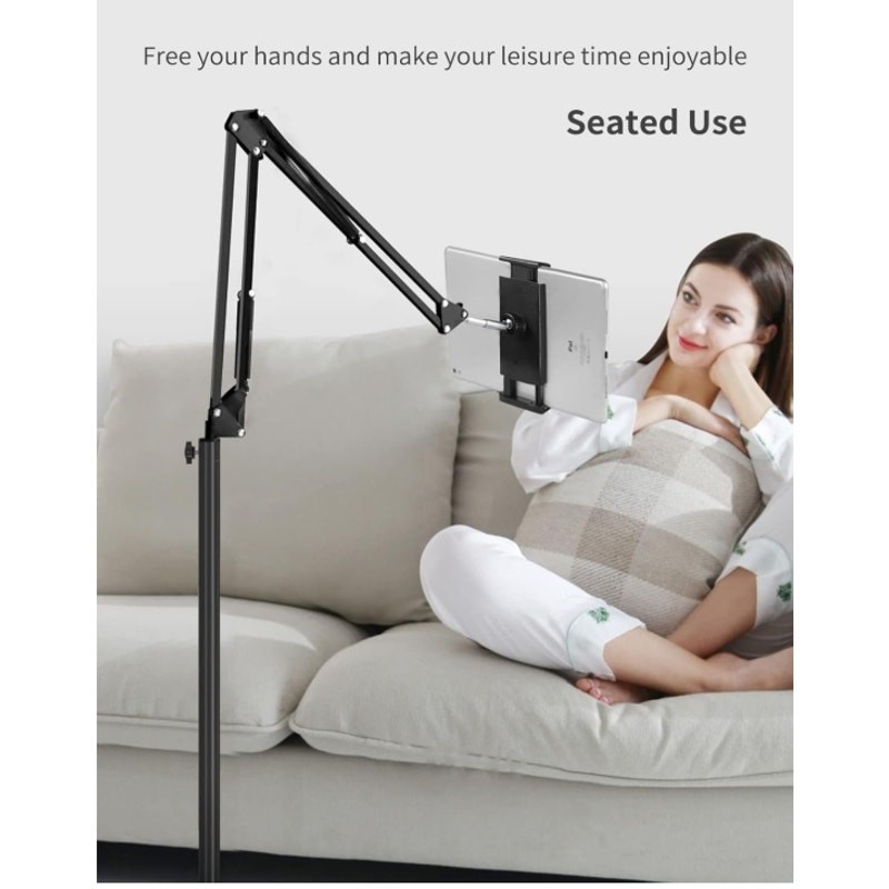 Tablet Floor Stand Overhead Bed Mount for iPad iPhone Kindle Adjustable Arm