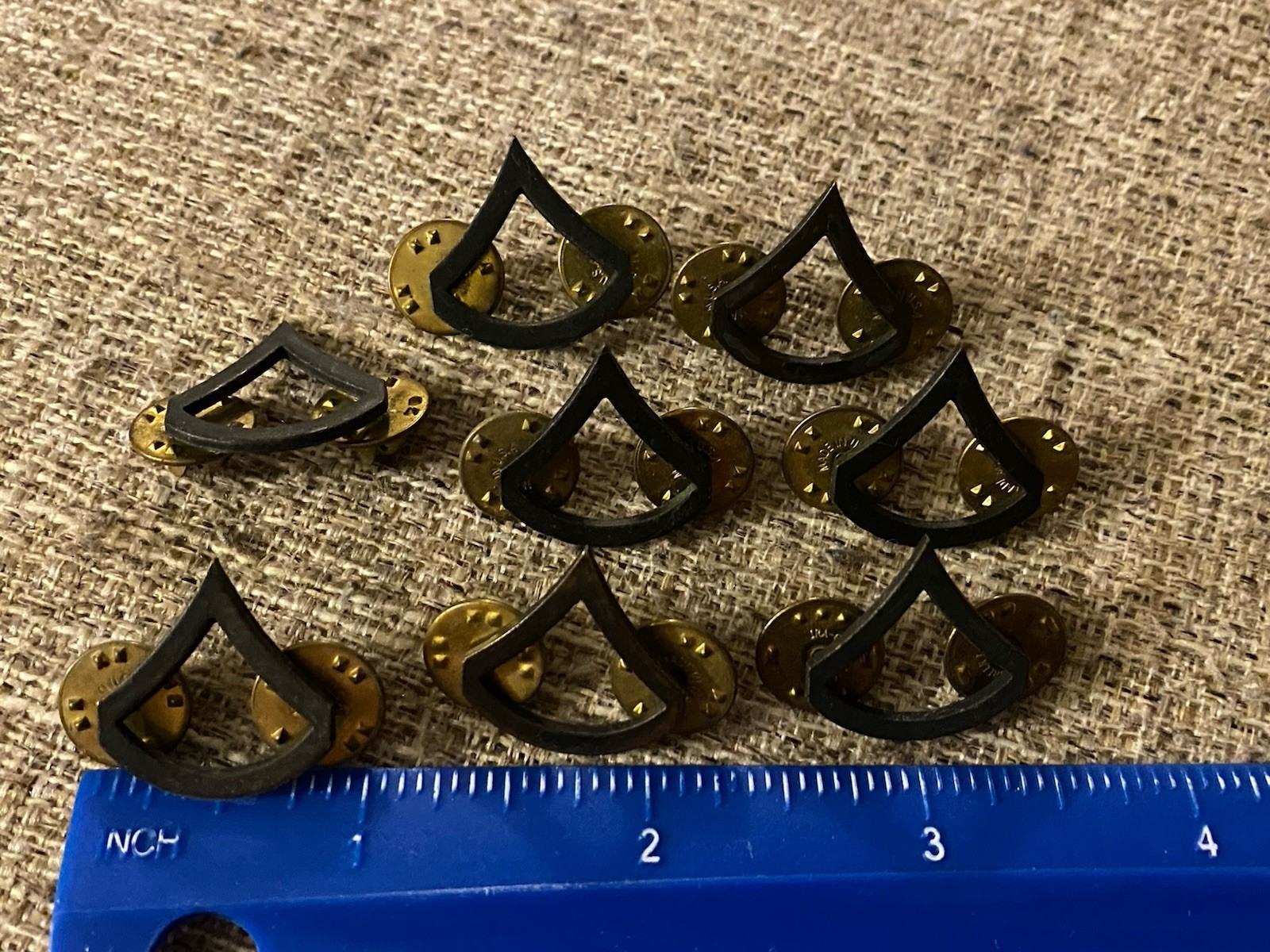 Lot Of 8 VTG US Army PFC Private First Class Enlisted Rank Insigna Pins Black