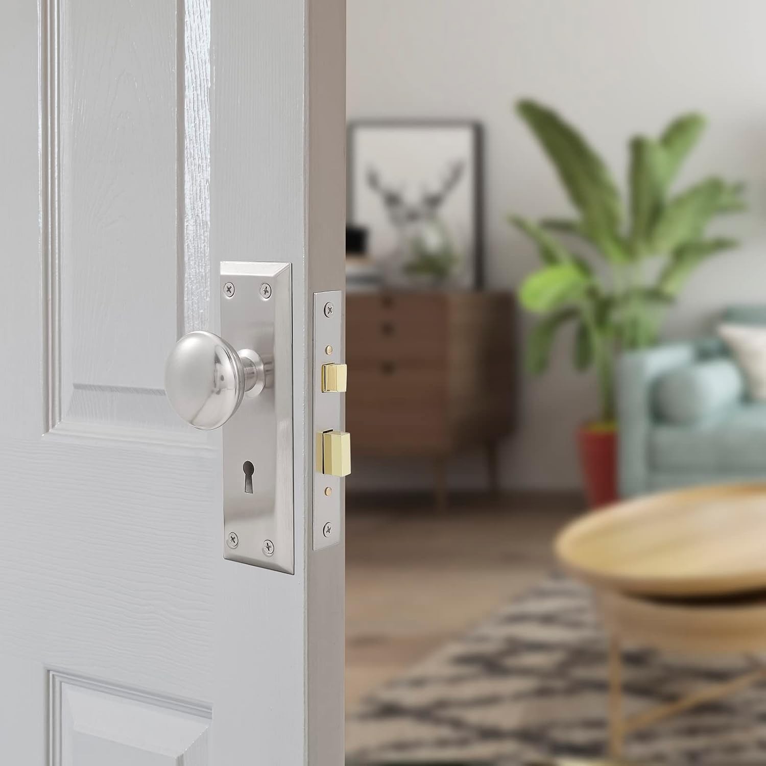 Mortise Lock Set for Interior Door, 1 Pack, Brushed Nickel