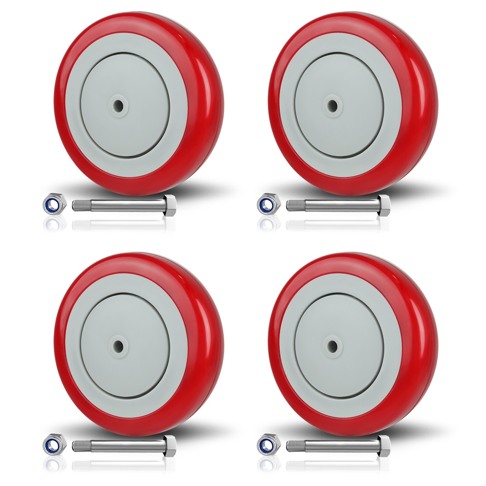 5" Shopping Cart Replacement Wheels Kit， Load Capacity 1400 lbs