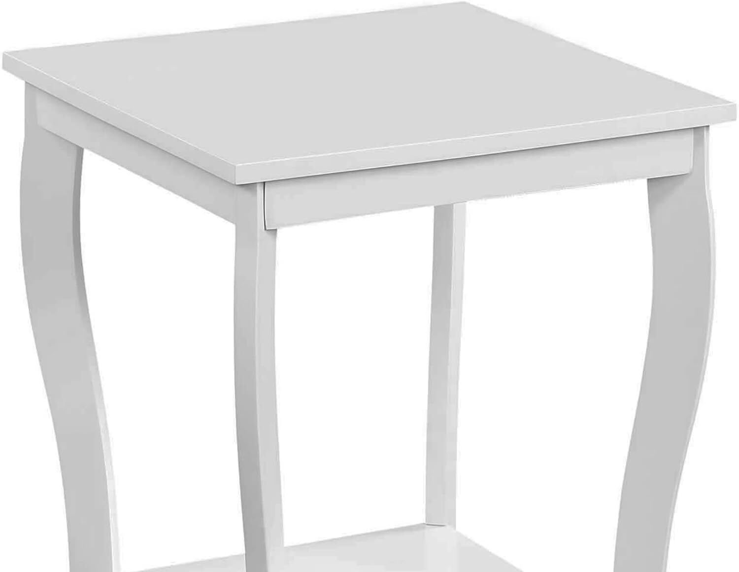 American Traditional Square Table with Shelf, White