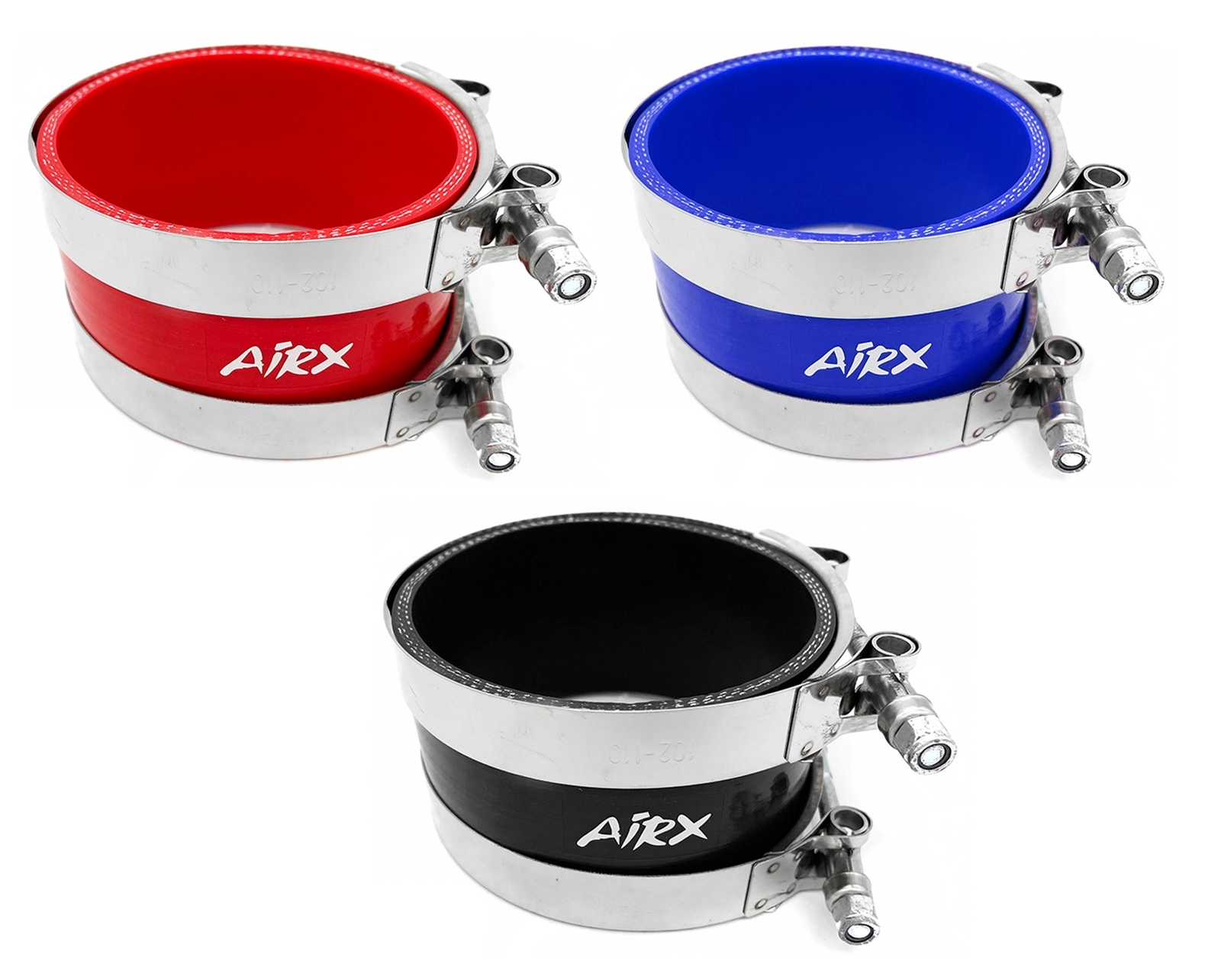 AirX Racing Air Intake Intercooler 3-Ply Silicone 4" Coupler + T-Bolt Clamps