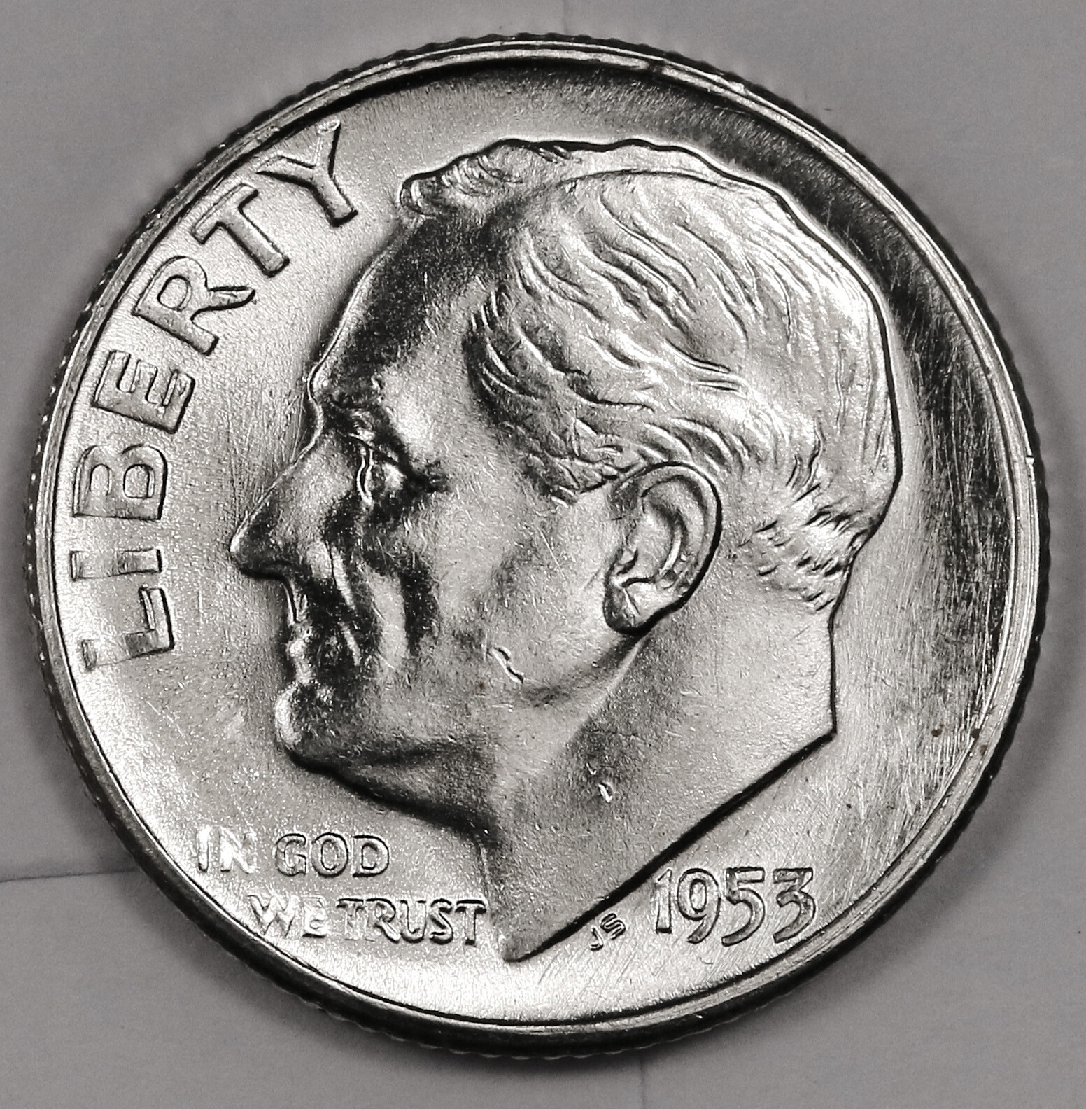 1953-s Roosevelt Dime.  White No Toning.  BU. Inventory I.  176142