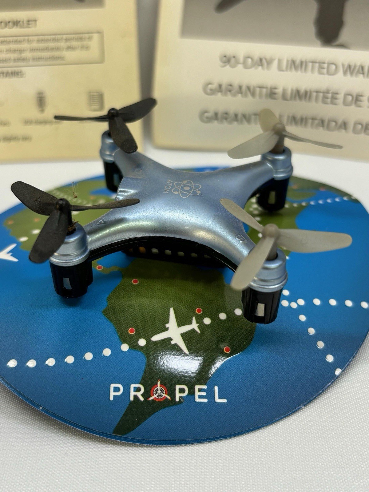 Propel Atom 1.0 Micro Quadcopter Drone 360 Stunt Rolls 65ft Range Blue