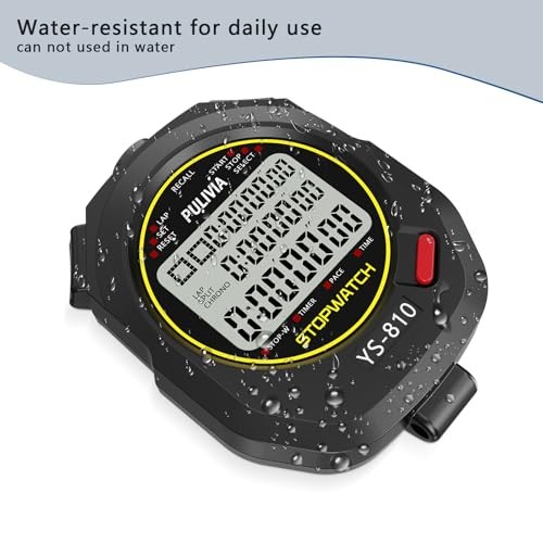 Stopwatch Timer Multi Splits/Laps Digital Stop-Watch for 10 splits/laps Black