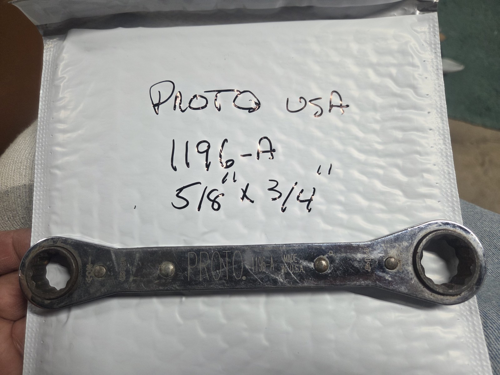 PROTO 1196-A 5/8: X 3/4"  12 POINT RATCHETING BOX WRENCH USA
