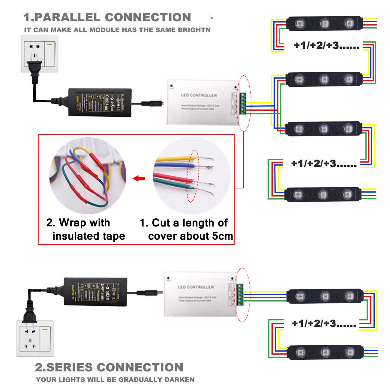 10-250FT 5050 3 LED Module Store Front Window Light Sign Lamp Waterproof DC 12V