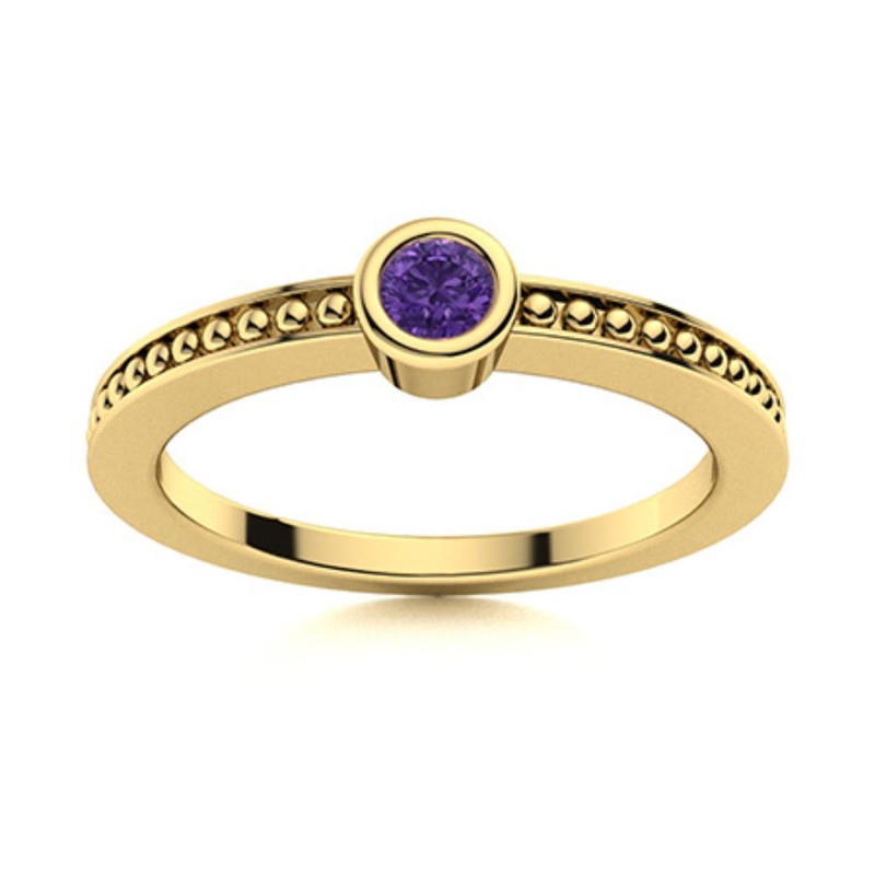 925 Sterling Silver Round Amethyst Stone Promise New Solitaire Ring Jewelry