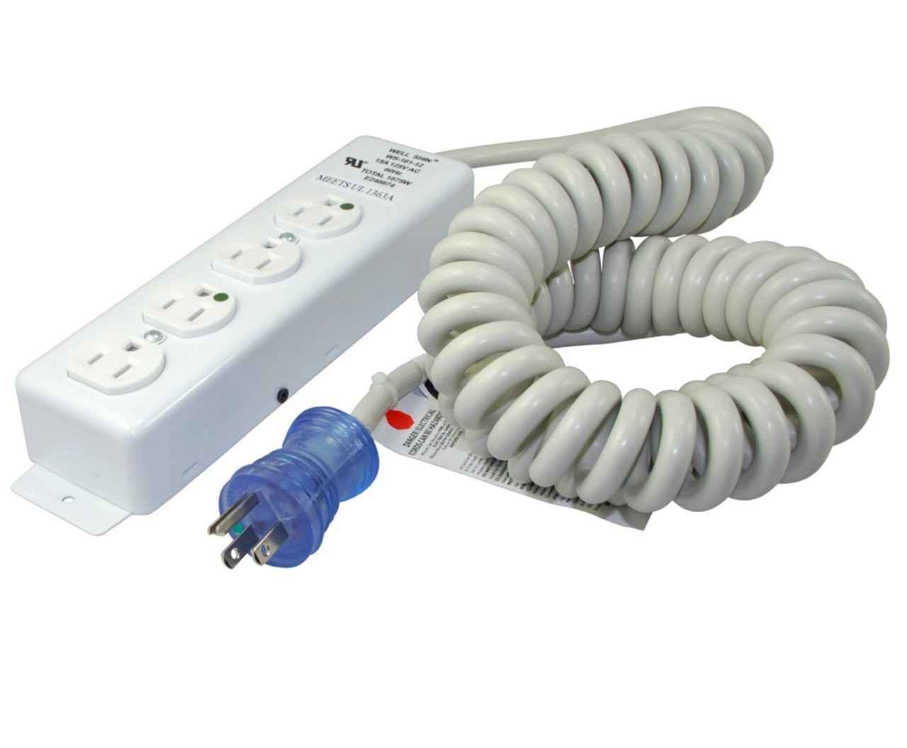 Conntek 55220-CC Up to 12-Feet 14/3 Hospital Grade Coiled Cord with Medical 4 Ou