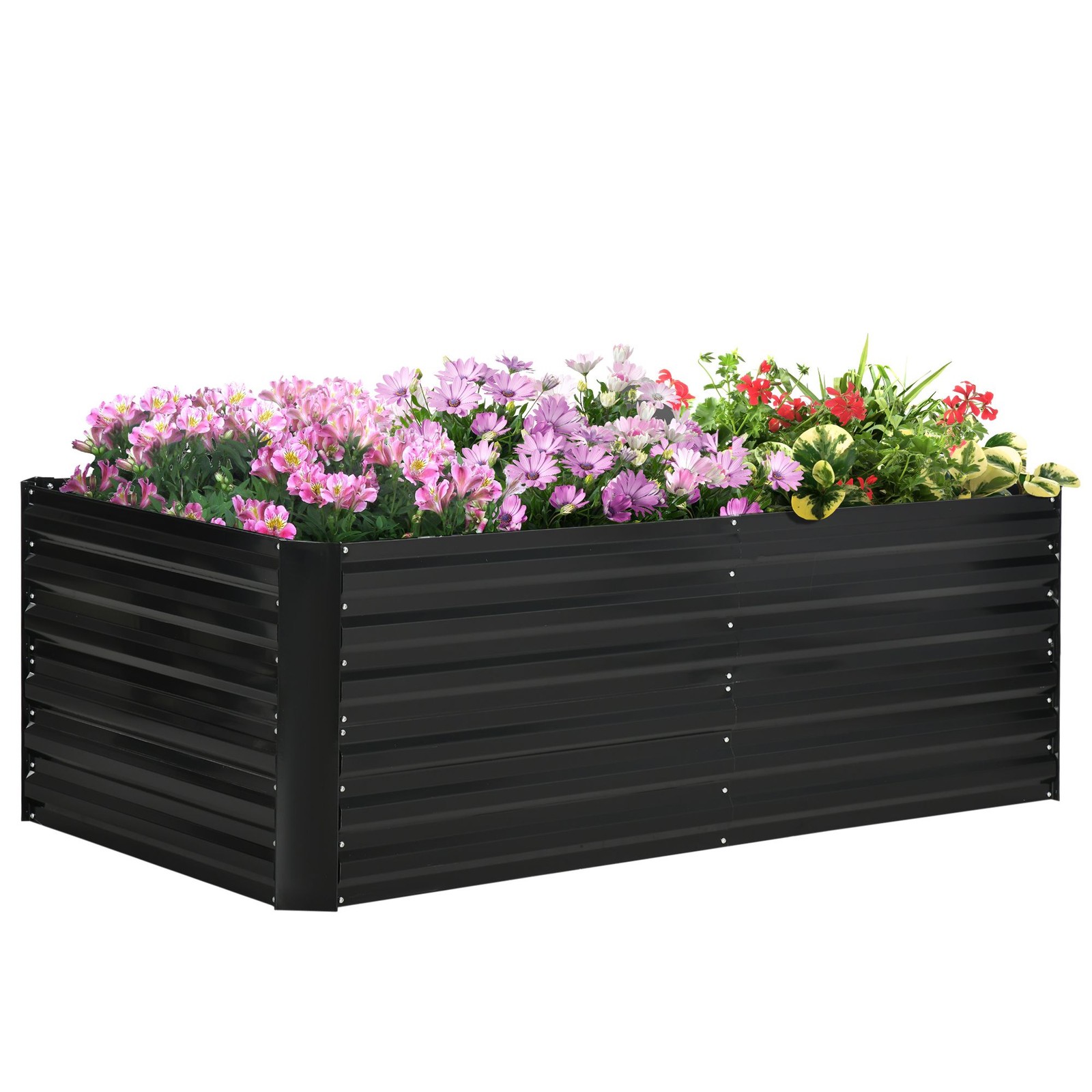 Galvanized Raised Garden Bed, Steel Outdoor Planter with Reinforced Rods