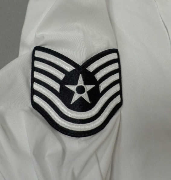 USAF US AIR FORCE E-6 RANK SHIRT LONG SLEEVE DRESS WHITE UNIFORM MEDIUM 15-15.5