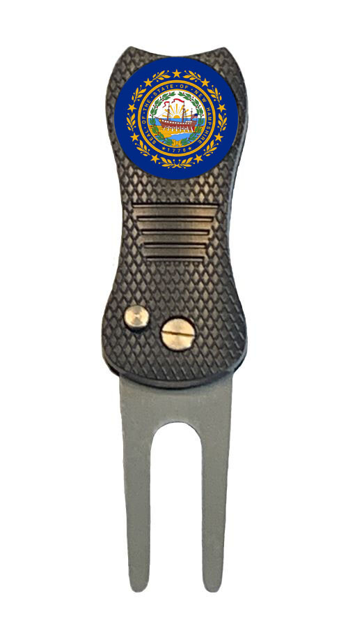 New Hampshire State Flag Golf Ball Marker + Premium Switchblade Divot Tool