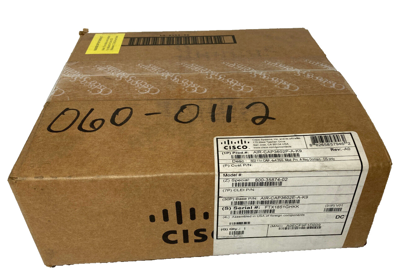 Cisco Aironet 3602P Wireless Access Point AP AIR-CAP3602P-A-K9 450 Mbps NEW