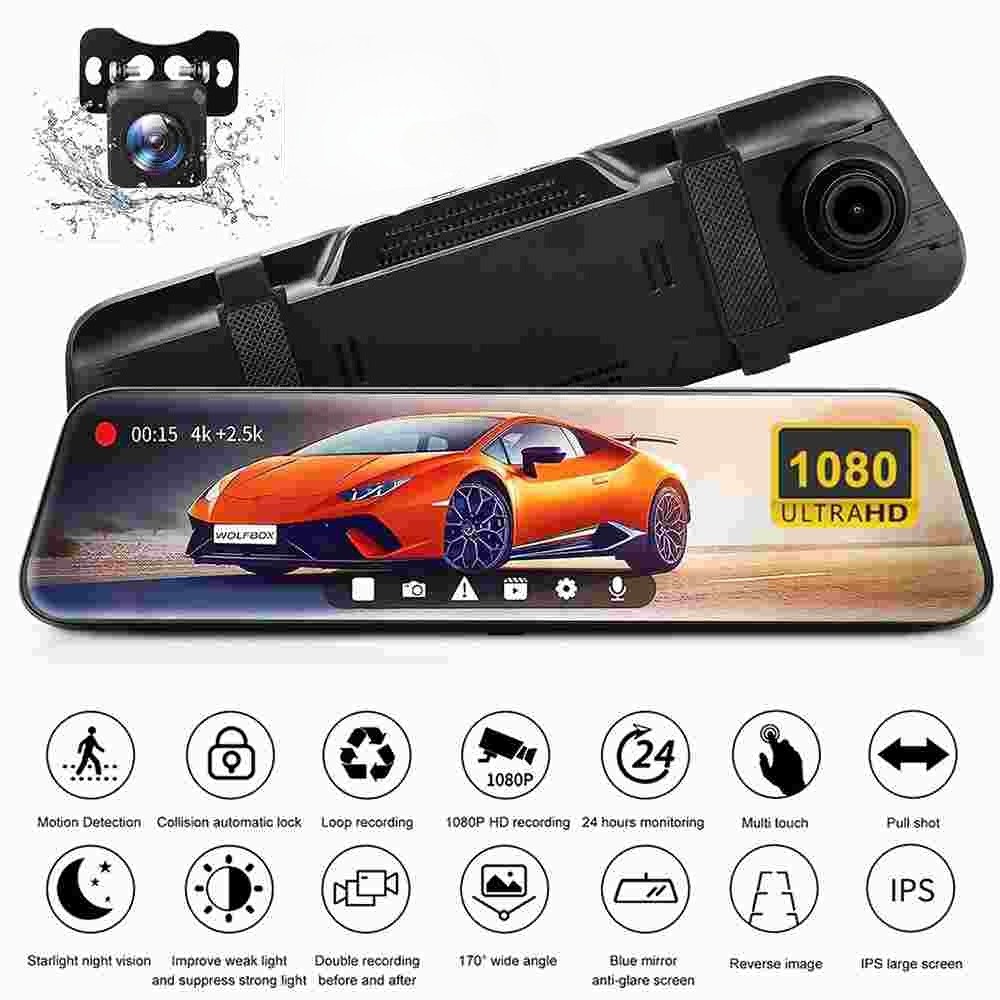 10" HD 1080P Dual Lens Car DVR Dash Cam Video Camera Recorder Rearview Mirror US