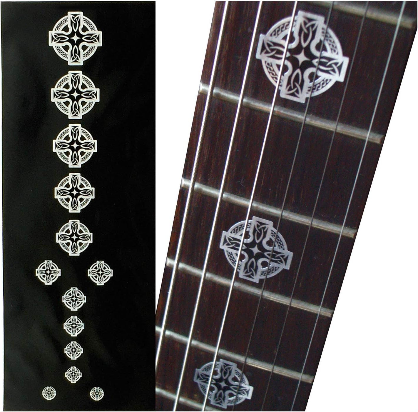 Metallic Celtic Cross Guitar Inlay Sticker