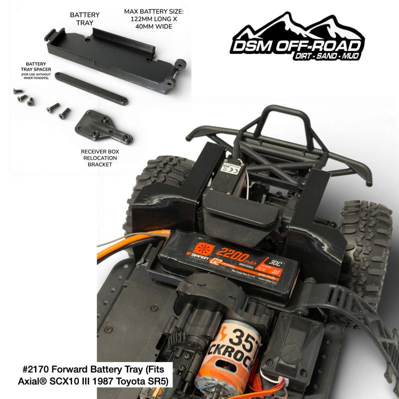 Forward Battery Tray for Axial SCX10 III 1987 Toyota SR5 1/10 Scale Crawler