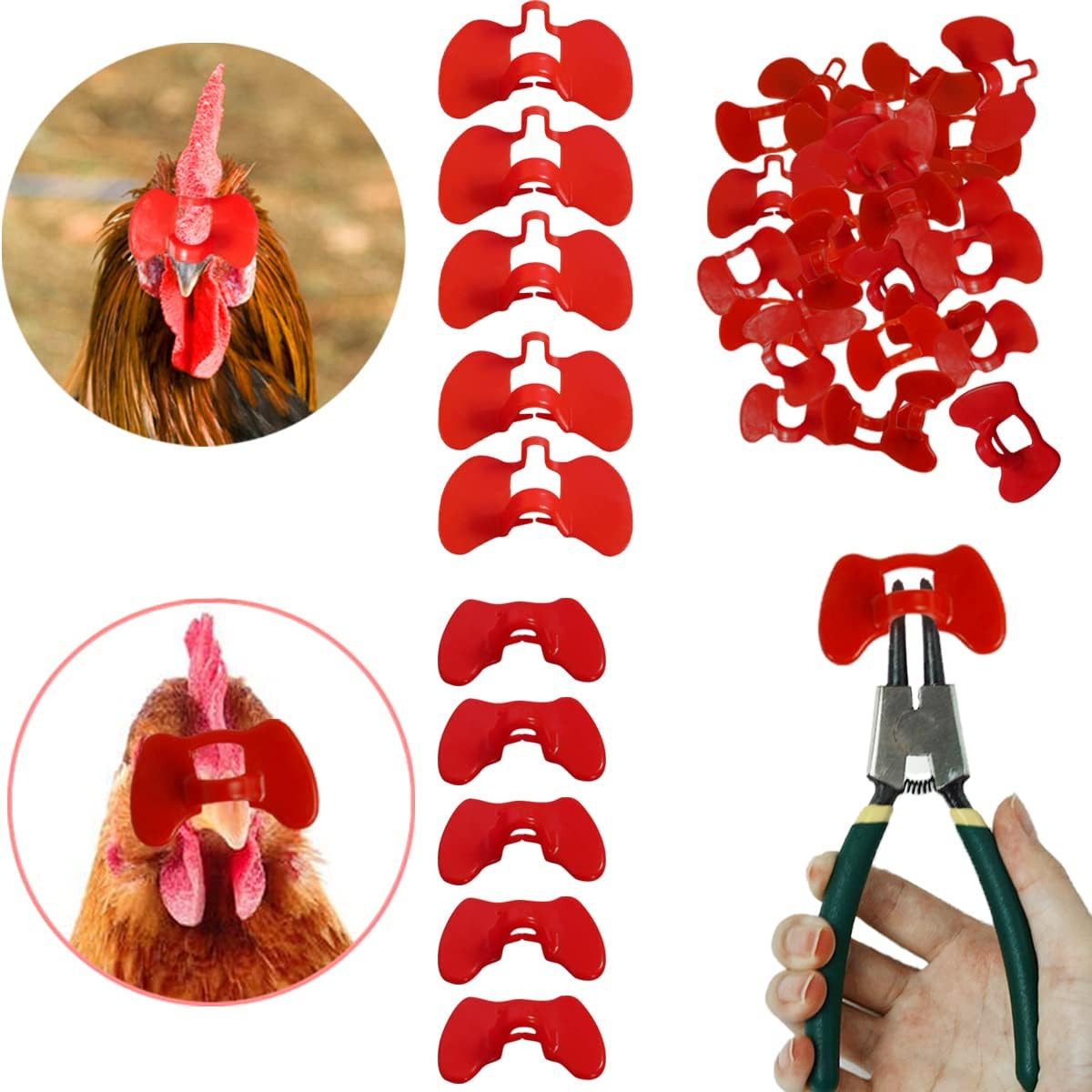 70 Pieces Chicken Blinders Pinless Peepers with Plier for Roosters/Hens/Pheas...