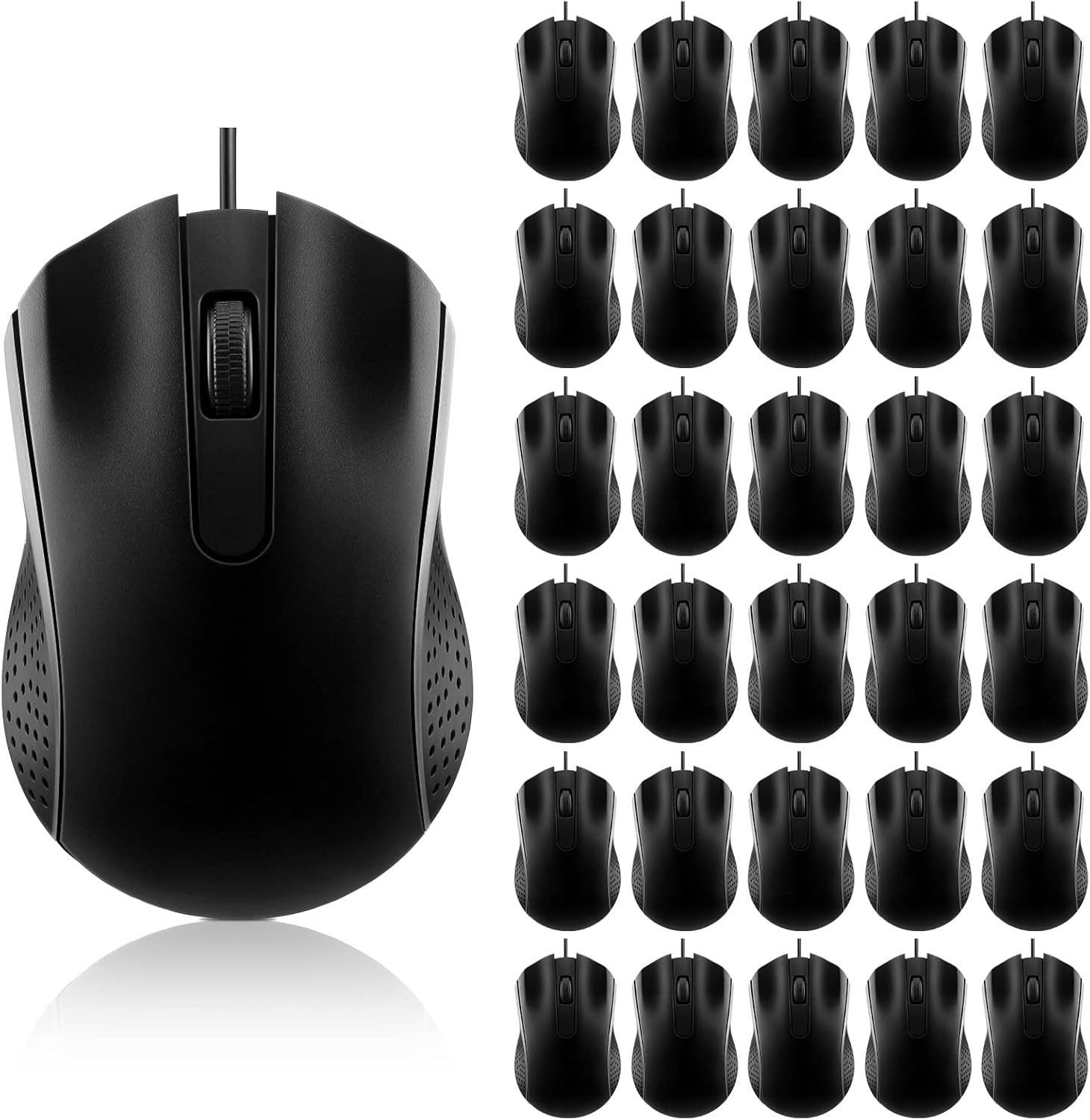30 Pack USB Wired Mouse 3 Button Corded Computer Mice Bulk USB Mouse for PC Desk