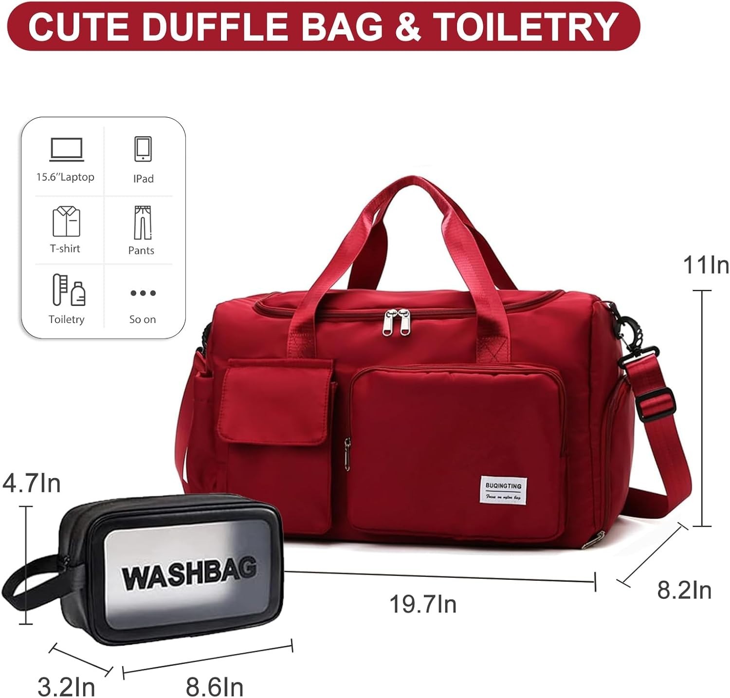 Small Gym Bag for Women, Travel Duffle Bag Carry On Weekender Bag with Shoe C...