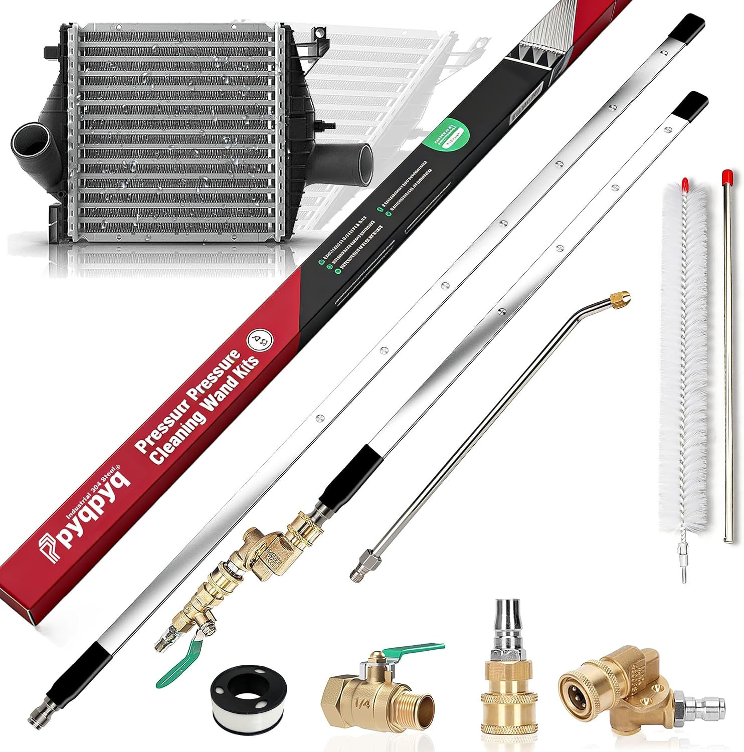 47 & 24 & 15 Radiator Cleaning Wand 3-Piece Set 4500 PSI Stainless Steel Dual Wa