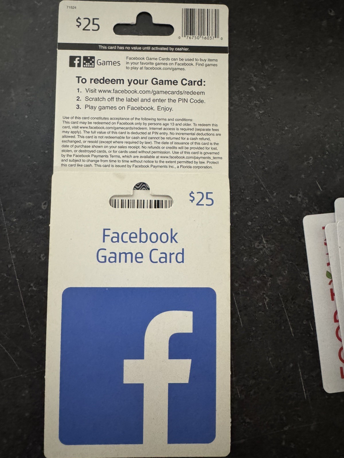 Facebook - 5 $25 gift/game cards cards $125 value for $49.99 free shipping