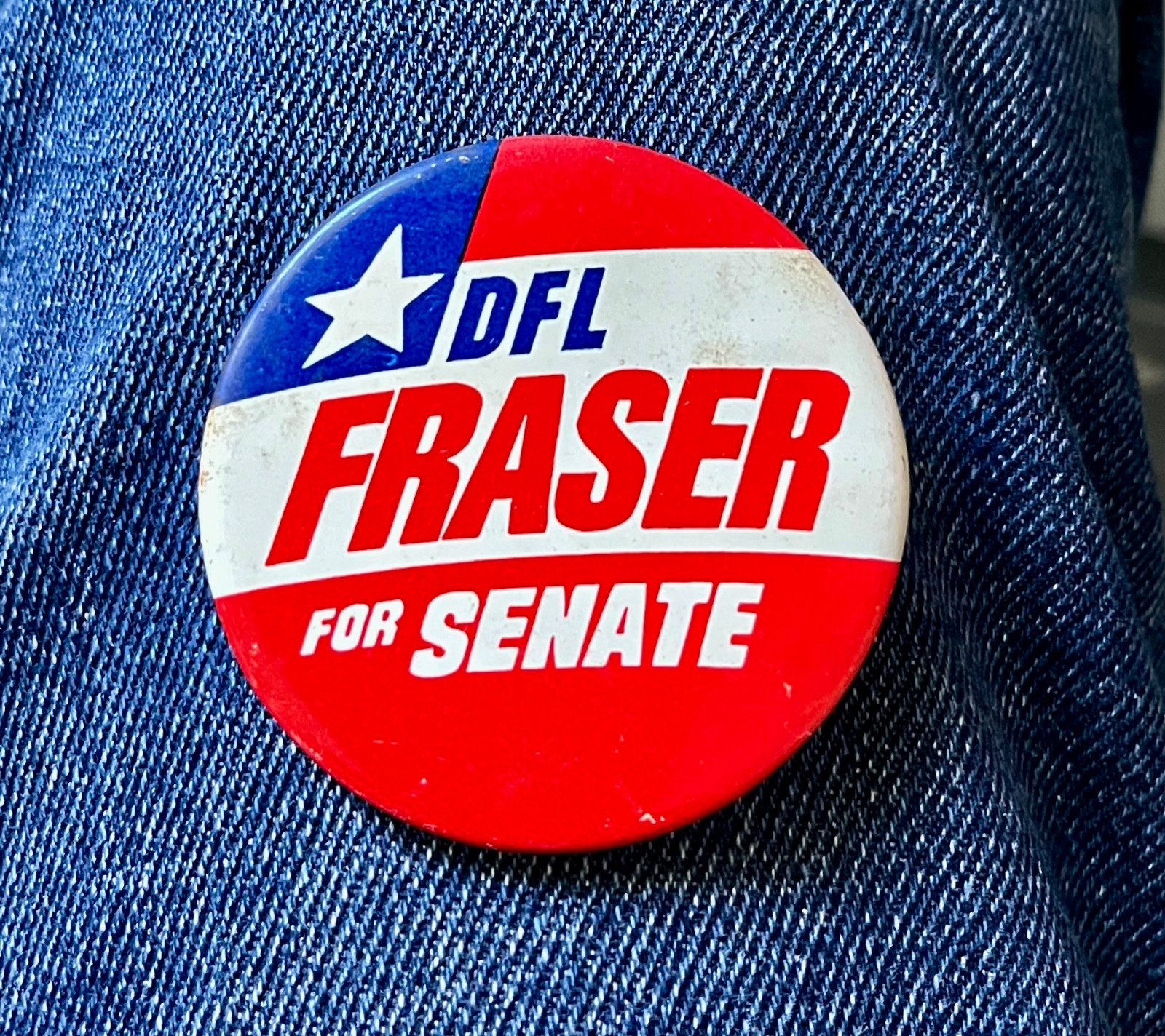1955 Don Fraser For State Senate Minnesota 2 1/4" Litho DFL