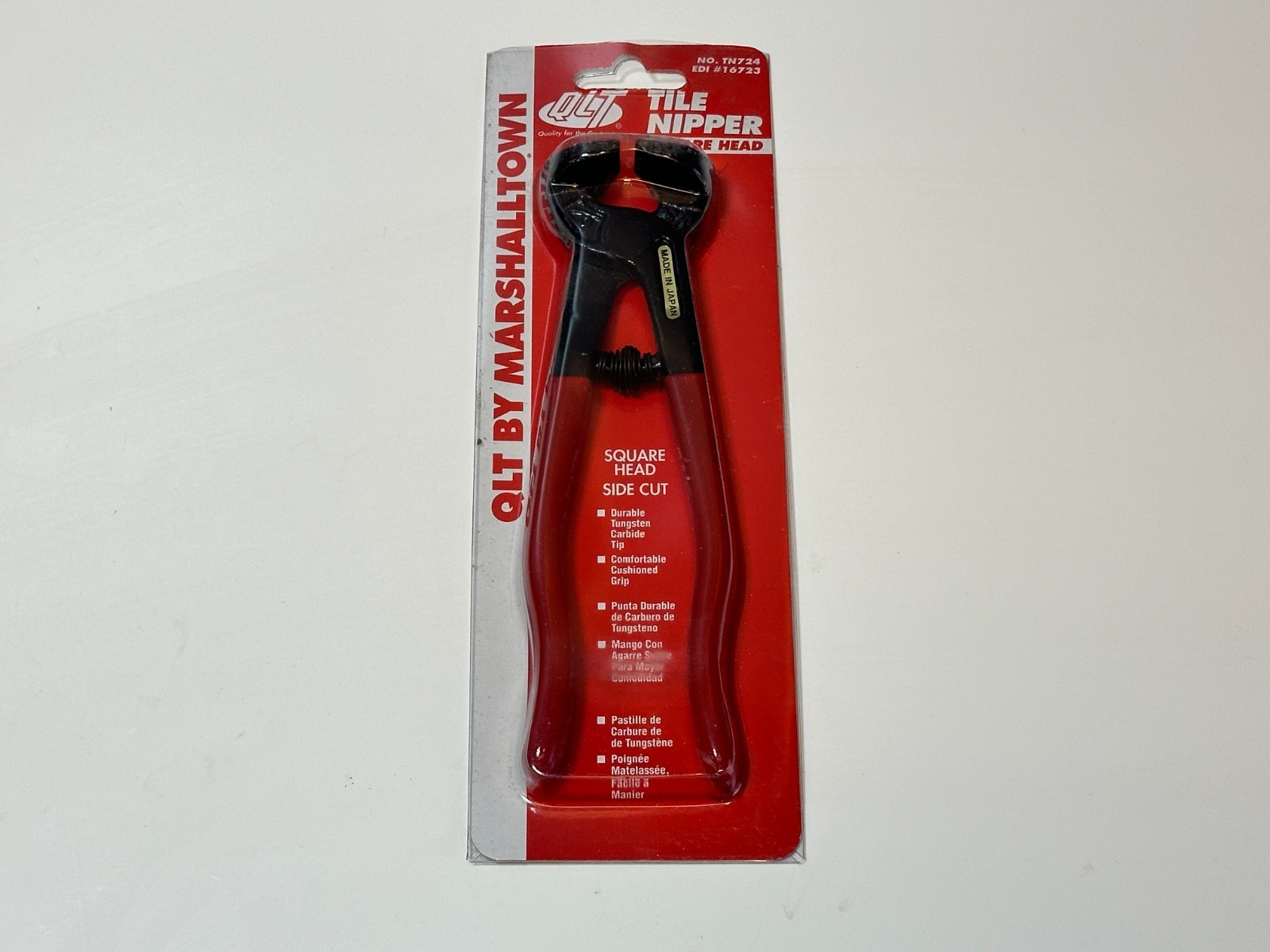 Marshalltown QLT TN724 Tile Nipper Square Head Side Cut, Red Grip, New Old Stock