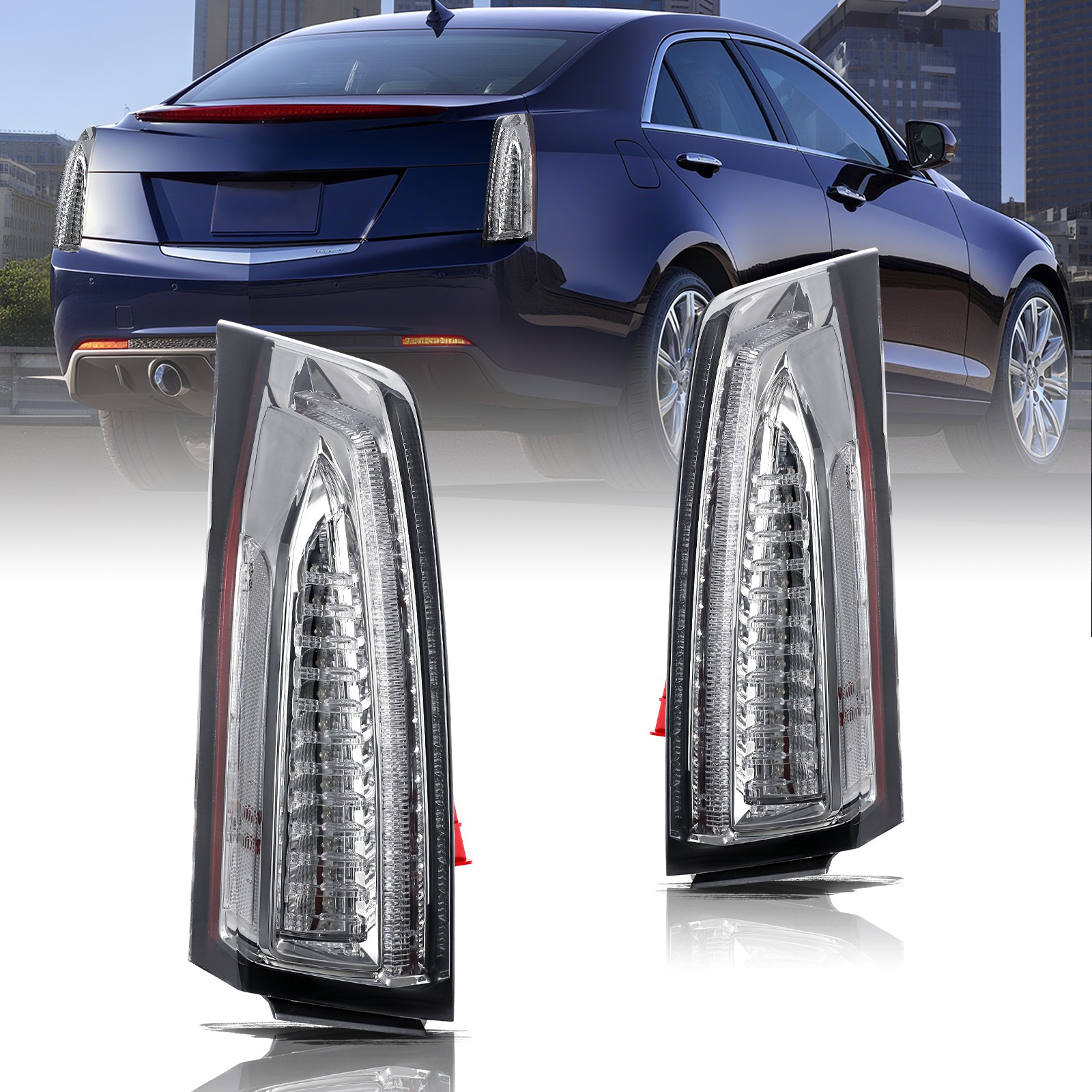 Tail Lights Clear Lens Black Housing LED L&R For 2013-2018 Cadillac ATS ATS-V