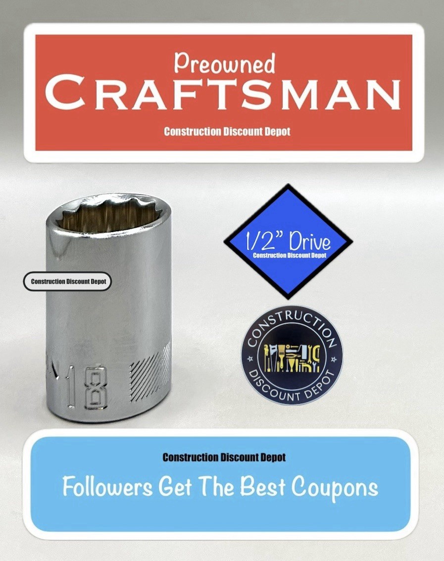 USED CRAFTSMAN Shallow Socket Metric  1/2" Drive 18mm 12 Point CMMT44267   18 MM