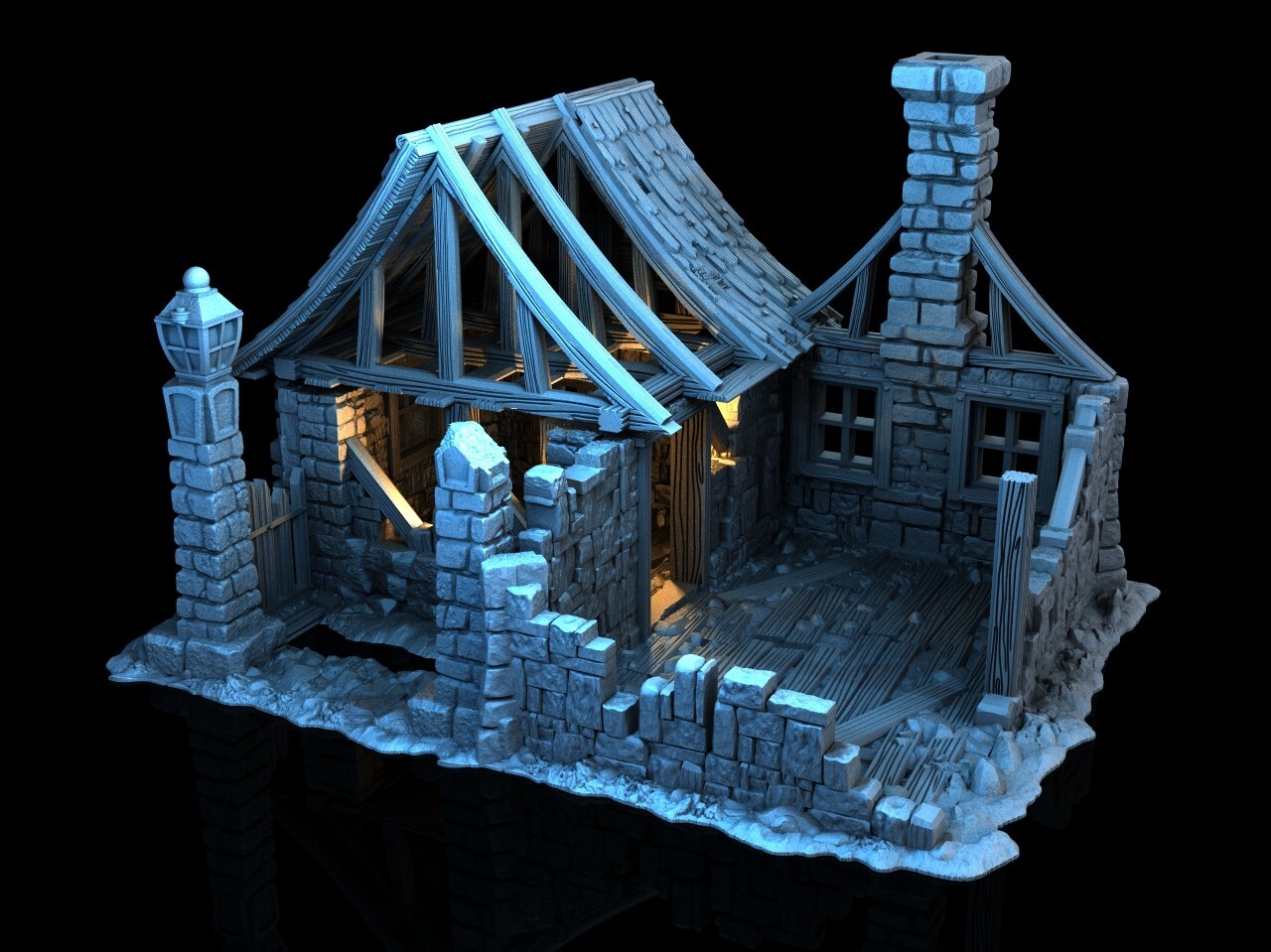 3d Printed Tabletop Terrain Ruined House DnD RPG Wargame Skirmish 28mm