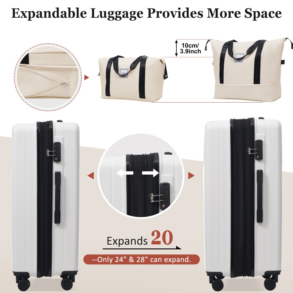 5pc Hardside Luggage Set, Half-Open, Spinner, USB, TSA Lock