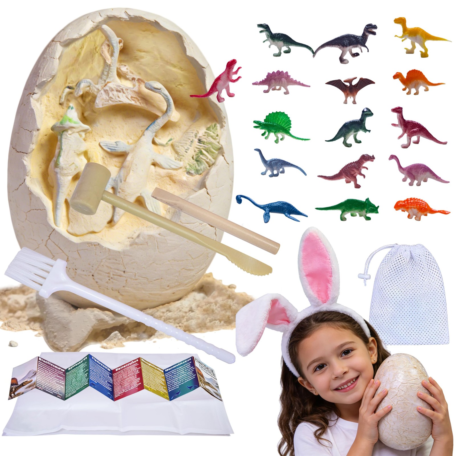 Dino Dig Kit with Jumbo Egg,16PCS Hatching Dinosaur Eggs Excavation Set Arche...